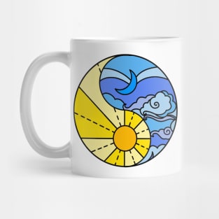 Colourful Ying Yang Sun and Moon Mug